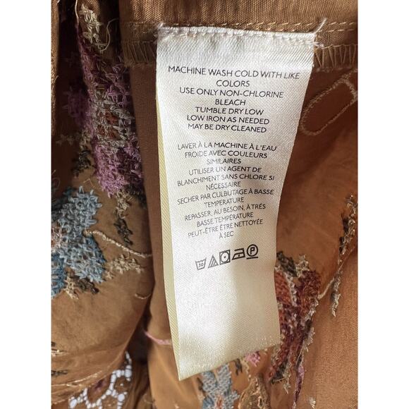 Free People Arielle Maxi Skirt Size XSmall Brown Embroidered Floral - Picture 13 of 14